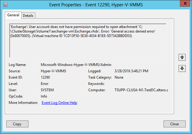 Hyper-V VMMS giving 