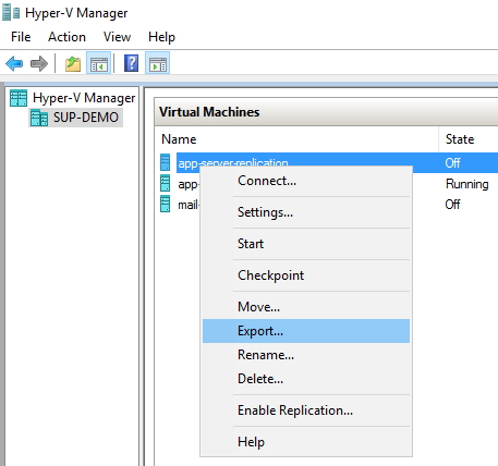 Configuring Hyper-V virtual machines for disaster recovery using