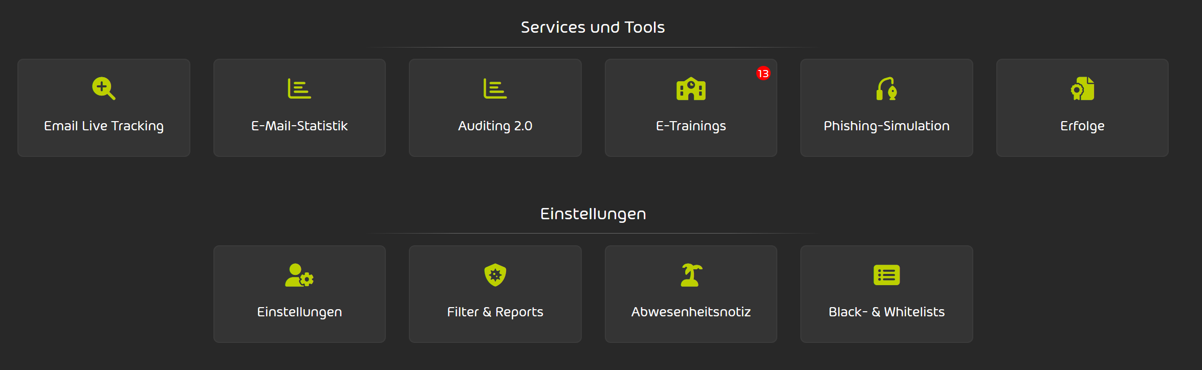 Der Security Hub ist in das Control Panel umgezogen